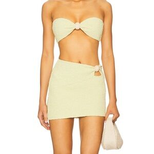 Devon Windsor eve skirt, noah top, Nina bottom bikini skirt set in lemon